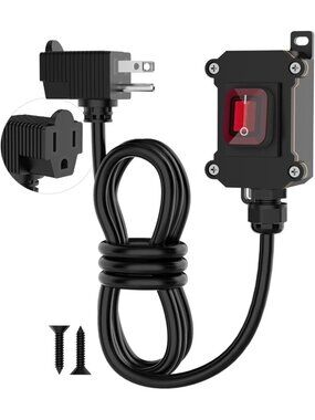 Waterproof Inline Cord Switch with 4ft Power Cable, Durable On/Off for Outdoor